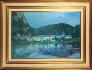 Herman Kuyt - Olieverf op doek, Dorpsgezicht - Ingelijst verkocht voor € 1!