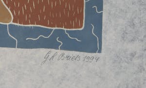 Geertje Briels - Houtdruk op geschept papier, Pret kopen? Bied vanaf 1!