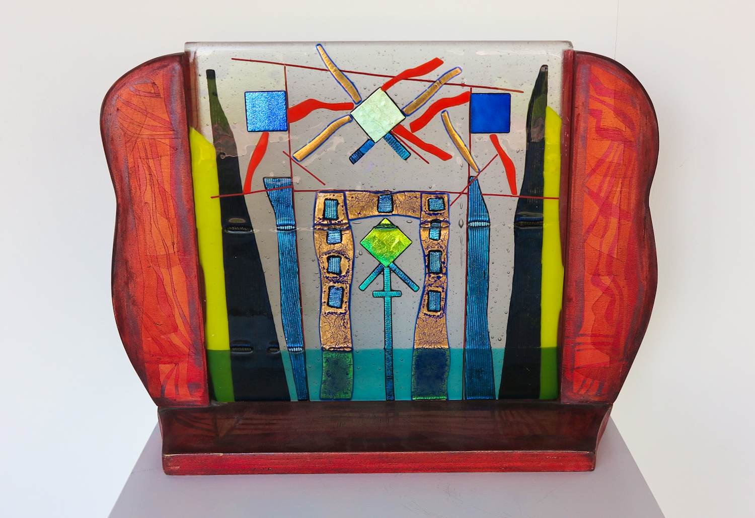 Bert Grotjohann - Glas, Kleurrijk abstract glazen object verkocht voor € 150!