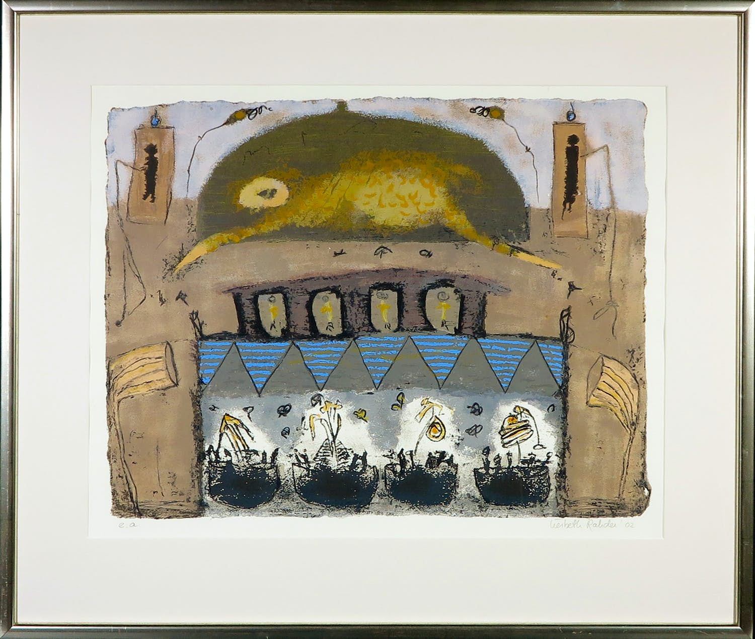 Liesbeth Rahder - Zeefdruk, Zonder titel - Ingelijst verkocht voor € 50!