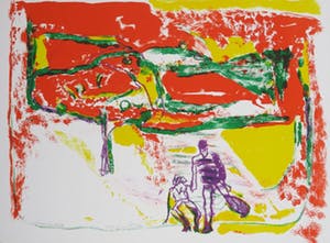 Pieter Defesche - Litho, Onder de appelboom kopen? Bied vanaf 1!