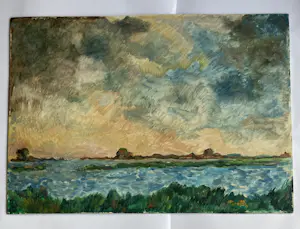 Jan Dekker - olieverf op hardboard - landschap - gesigneerd - zonder lijst kopen? Bied vanaf 70!