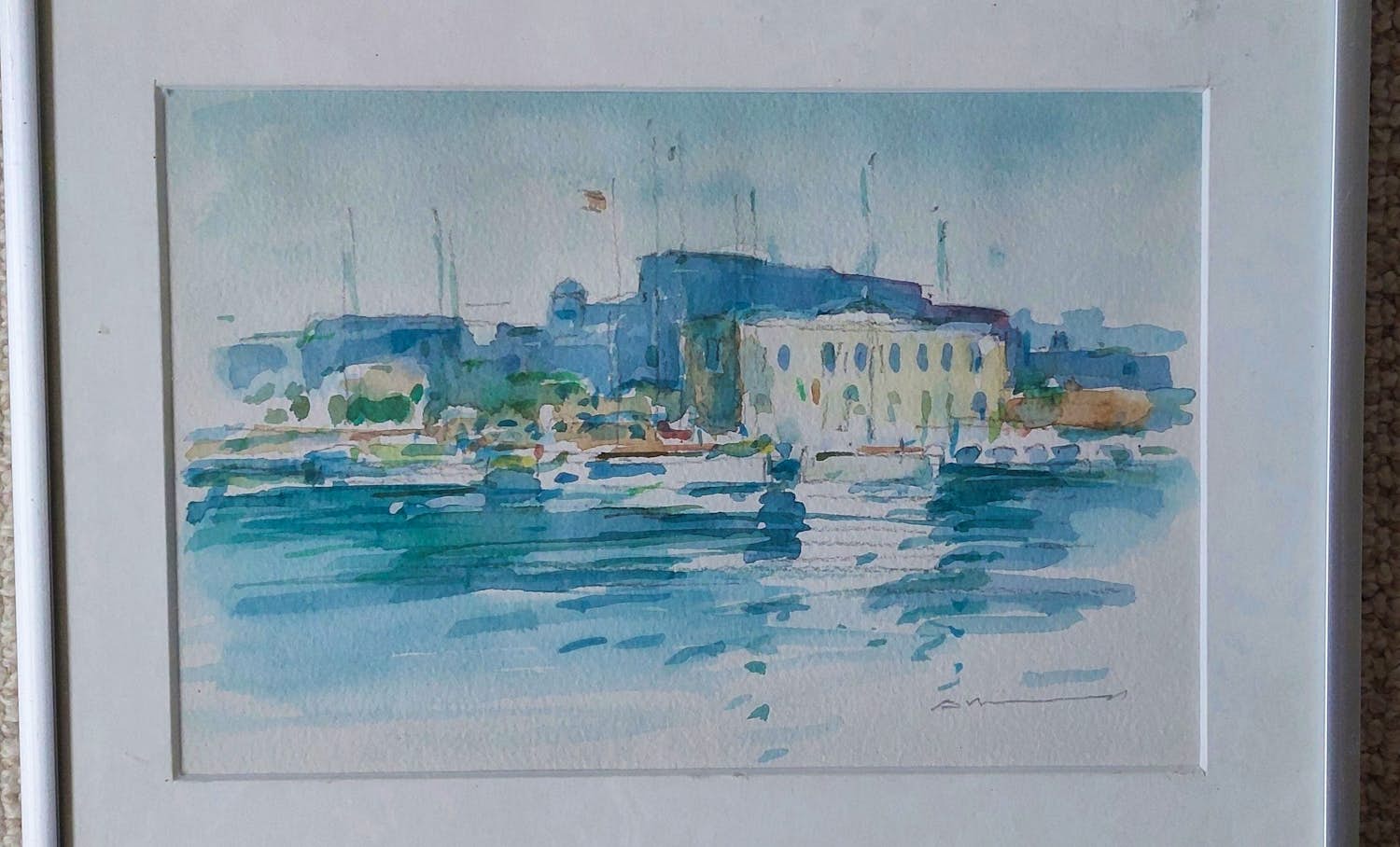 Adrie Mouthaan - Zicht op Mediterraan haventje kopen? Bied vanaf 50!