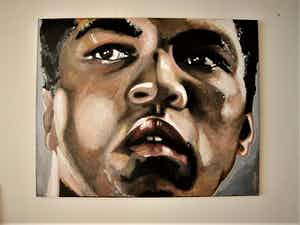 Niet of onleesbaar gesigneerd - Indrukwekkend Acrylverf portret "Muhammad Ali - the Greatest! - gesigneerd verkocht voor € 1!