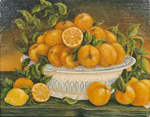 Niet of onleesbaar gesigneerd - Olieverf op paneel, Stilleven met citrusvruchten - Ingelijst kopen? Bied vanaf 1!