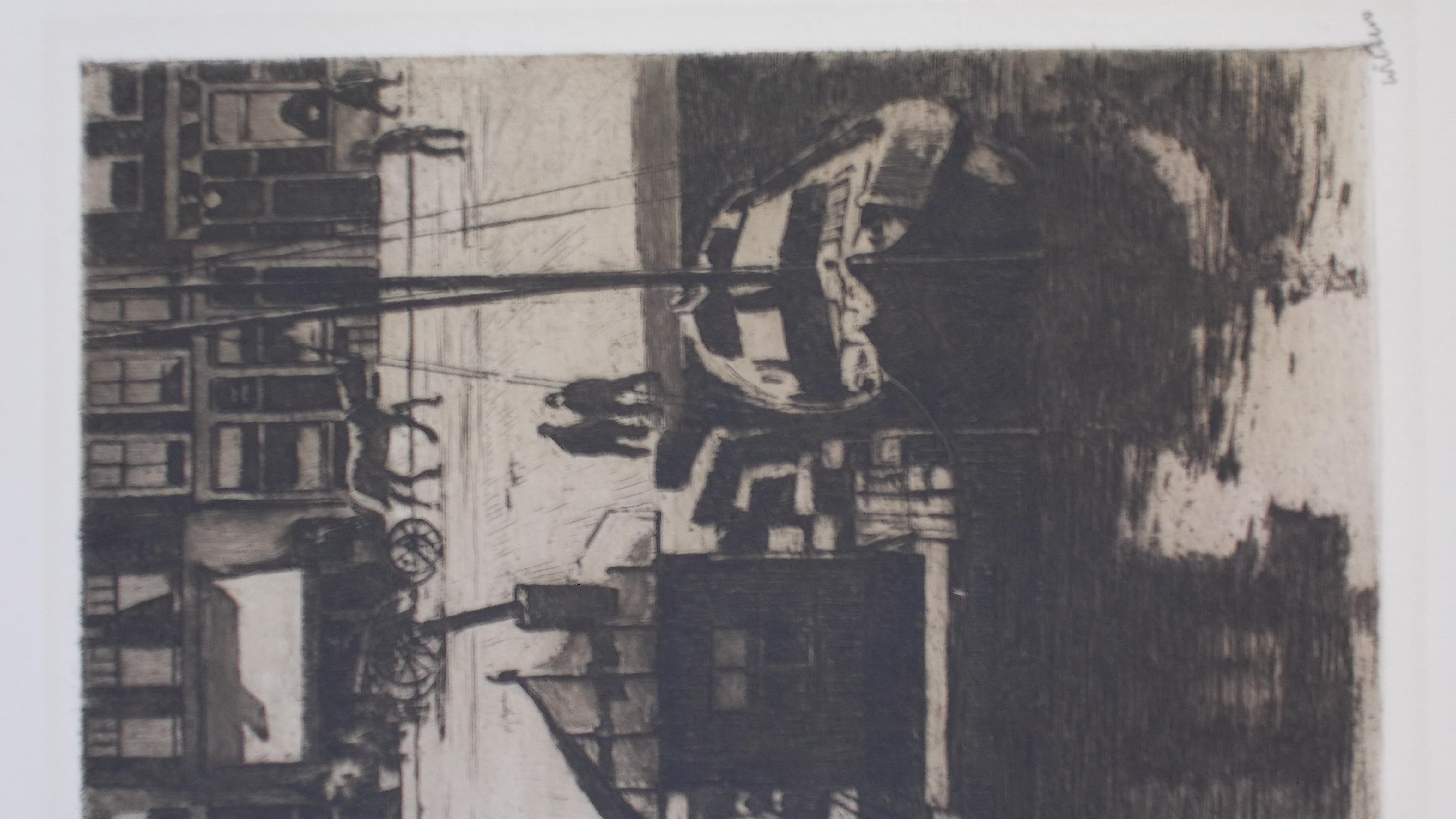 Willem Witsen - Damrak met gezicht op een steiger en een bouwput kopen? Bied vanaf 225!