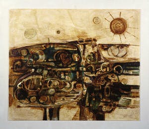 Jack Harden - Gemengde techniek op board, Paludische twist - Ingelijst kopen? Bied vanaf 1!