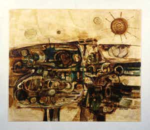 Jack Harden - Gemengde techniek op board, Paludische twist - Ingelijst verkocht voor € 1!