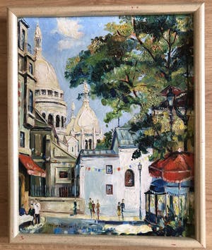 Niet of onleesbaar gesigneerd - Kleurrijk schilderij Montmartre kopen? Bied vanaf 1!
