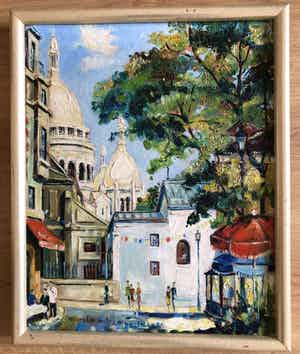 Niet of onleesbaar gesigneerd - Kleurrijk schilderij Montmartre verkocht voor € 1!