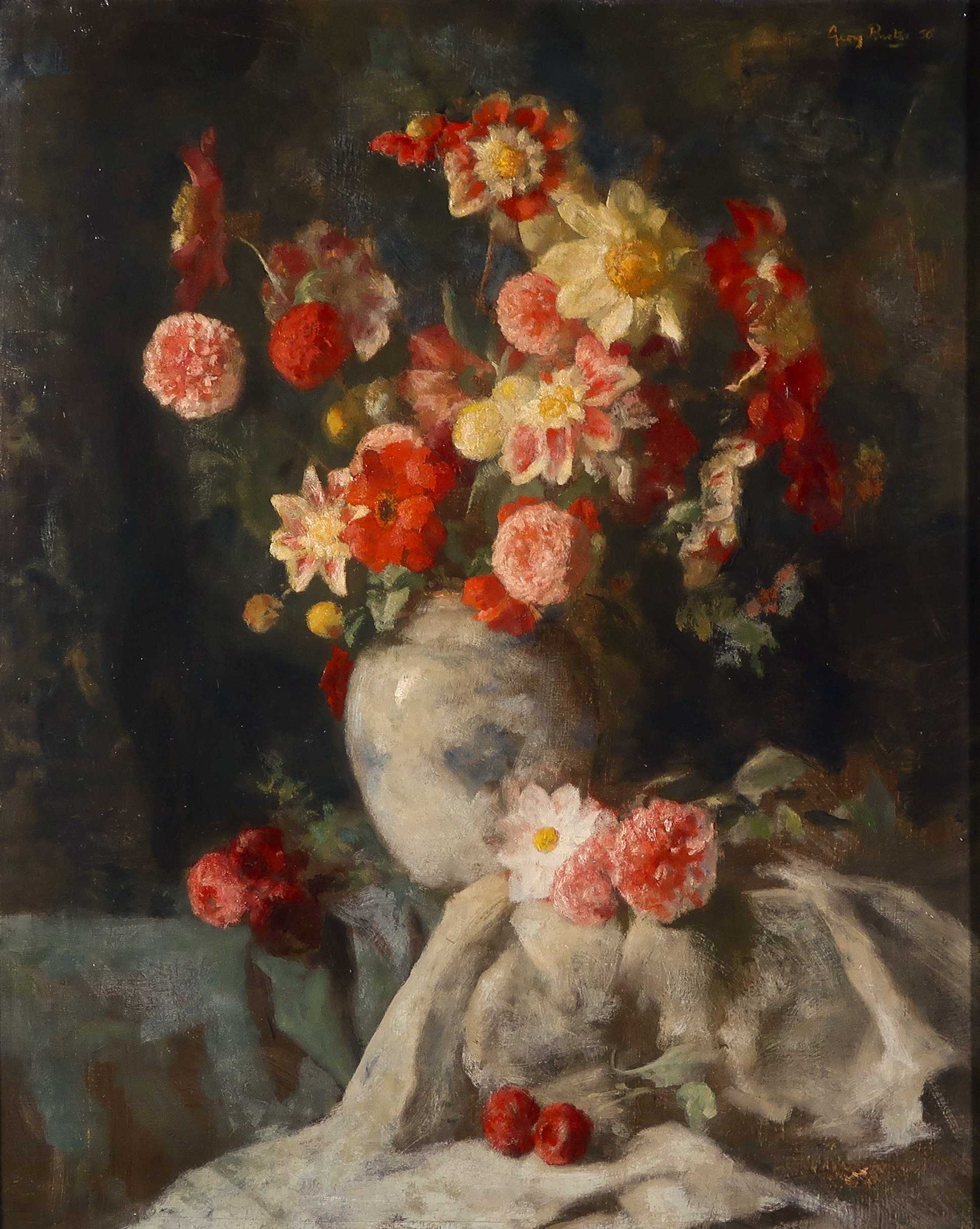 Georg Rueter - Olieverf op doek, Bloemen - Ingelijst kopen? Bied vanaf 1000!