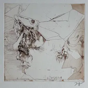 Horst Janssen - Gruss der Griffelkunst - Signierte Original Farbradierung 1980 - Selbstportrait kopen? Bied vanaf 190!