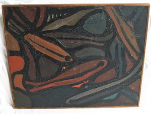 Pieter 't Hart - Ingelijst olieverf op board , “Nannostomus” (‘Potloodvissen’) – 1964 kopen? Bied vanaf 50!