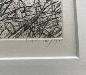 Reinder Homan - Ets, Landschap met riet in de polder ‘89 kopen? Bied vanaf 50!