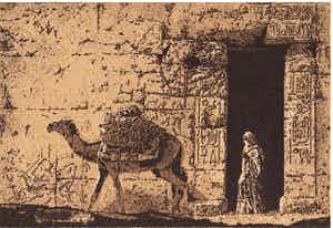 Simon Koene - Kameel voor muur met hiërogliefen verkocht voor € 25!