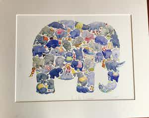 Louise Tate, zeefdruk E is for Elephant, gesigneerd verkocht voor € 1!