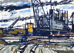 Frans Hollaardt - Dok, gouache verkocht voor € 175!