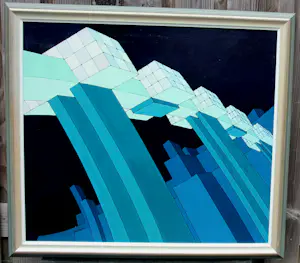 Hans Klaui - Ingelijste acrylverf op board: Nr 5 - 1977 kopen? Bied vanaf 249!