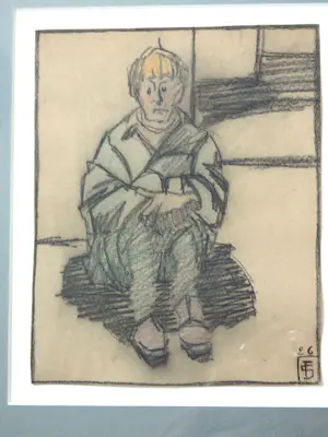 Fernand Scouflaire - Potloodtekening - Zittende jongen kopen? Bied vanaf 95!