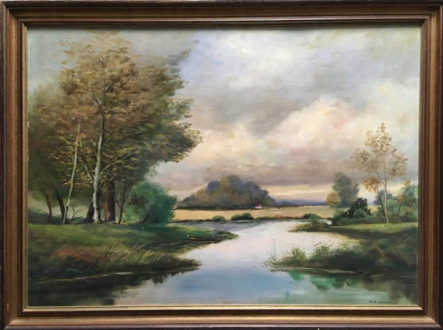 Niet of onleesbaar gesigneerd - Landschap met visser - J. Eckeveen/Eckerlen/Eckerten kopen? Bied vanaf 1!