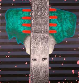 Jan Bollaert - Acryl op doek, De Sjamaan (Zeer Groot) verkocht voor € 1!