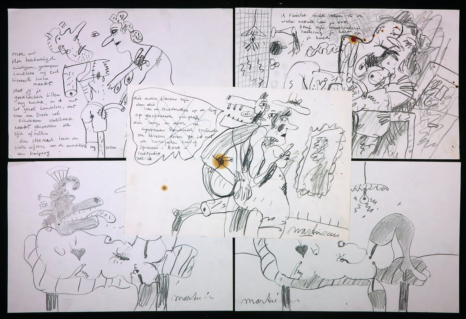 Anton Martineau - Lot van 5 unieke tekeningen op papier! kopen? Bied vanaf 1!