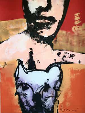 Herman Brood - Man met hond - Originele Handgesigneerde Zeefdruk verkocht voor € 1!