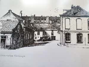 Joop Vestjens - Litho/Pentekening Rotterdam-Charlois verkocht voor € 44!