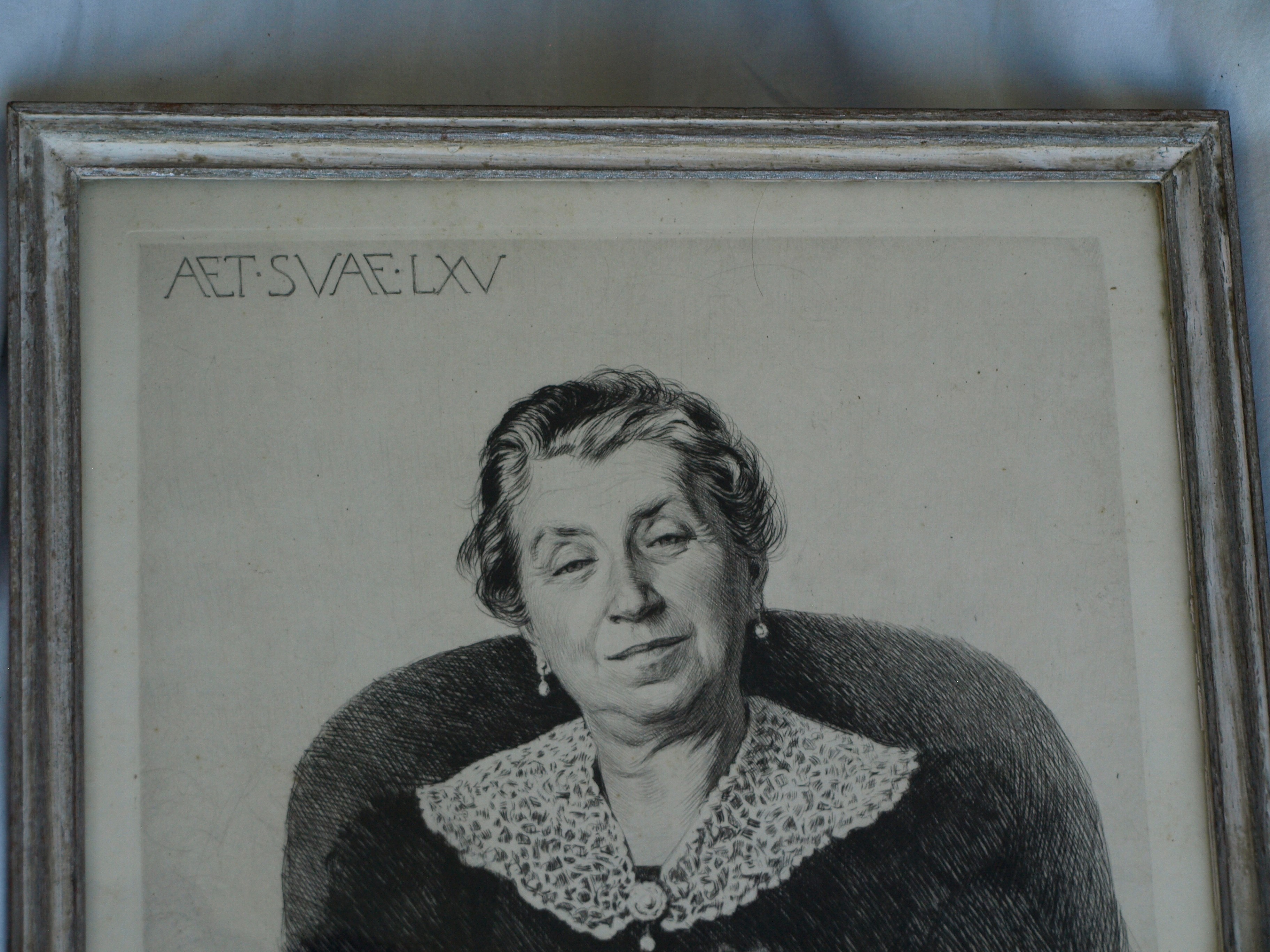 Niet of onleesbaar gesigneerd - Ets , Aet. Suae. LXV – Portret – gesigneerd en ingelijst  kopen? Bied vanaf 1!
