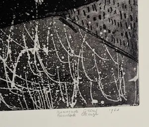 Hannes Postma - Grote zwart wit Ets Aquatint - 1963 - bewoonde grens" zeer kleine oplage (5/12) kaufen? Bieten Sie von 46!