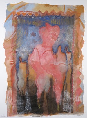 Leontien Hooij - Gemengde techniek, Publiek en vrouw - Ingelijst kopen? Bied vanaf 35!