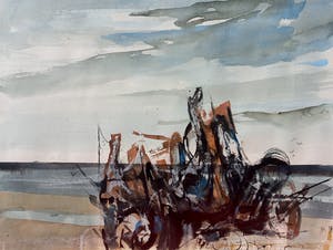 Frans Hollaardt - Zeeroversboot, gemengde techniek (netjes ingelijst) kopen? Bied vanaf 75!