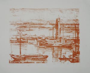 Wilhelm Wagner - Wilhelm Wagner: Lithografie. Amsterdams havengezicht, 1921, Oplage 100 ex. kopen? Bied vanaf 39!