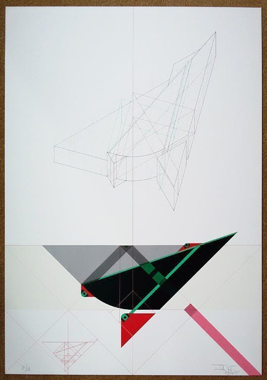 Jan Hoogstad - Geometrisch abstract architectuur concept, zeefdruk kopen? Bied vanaf 1!