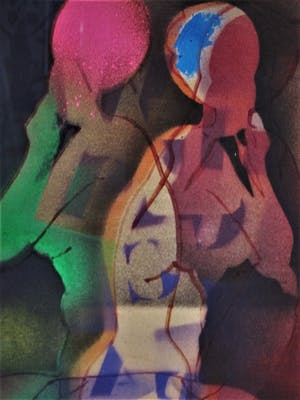 Jan Engelchor - Beeldhouwer en Kunstschilder - Leerling Henri Matisse - Aquarel "Figuren" 1950 kopen? Bied vanaf 10!