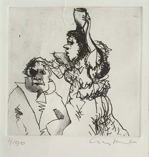 Constant - Twee figuren | Ets | Nieuwe lijst! kopen? Bied vanaf 295!