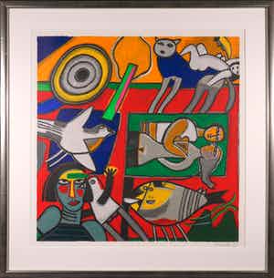 Corneille - Zeefdruk, La belle écuyère - Ingelijst (Groot) verkocht voor € 350!