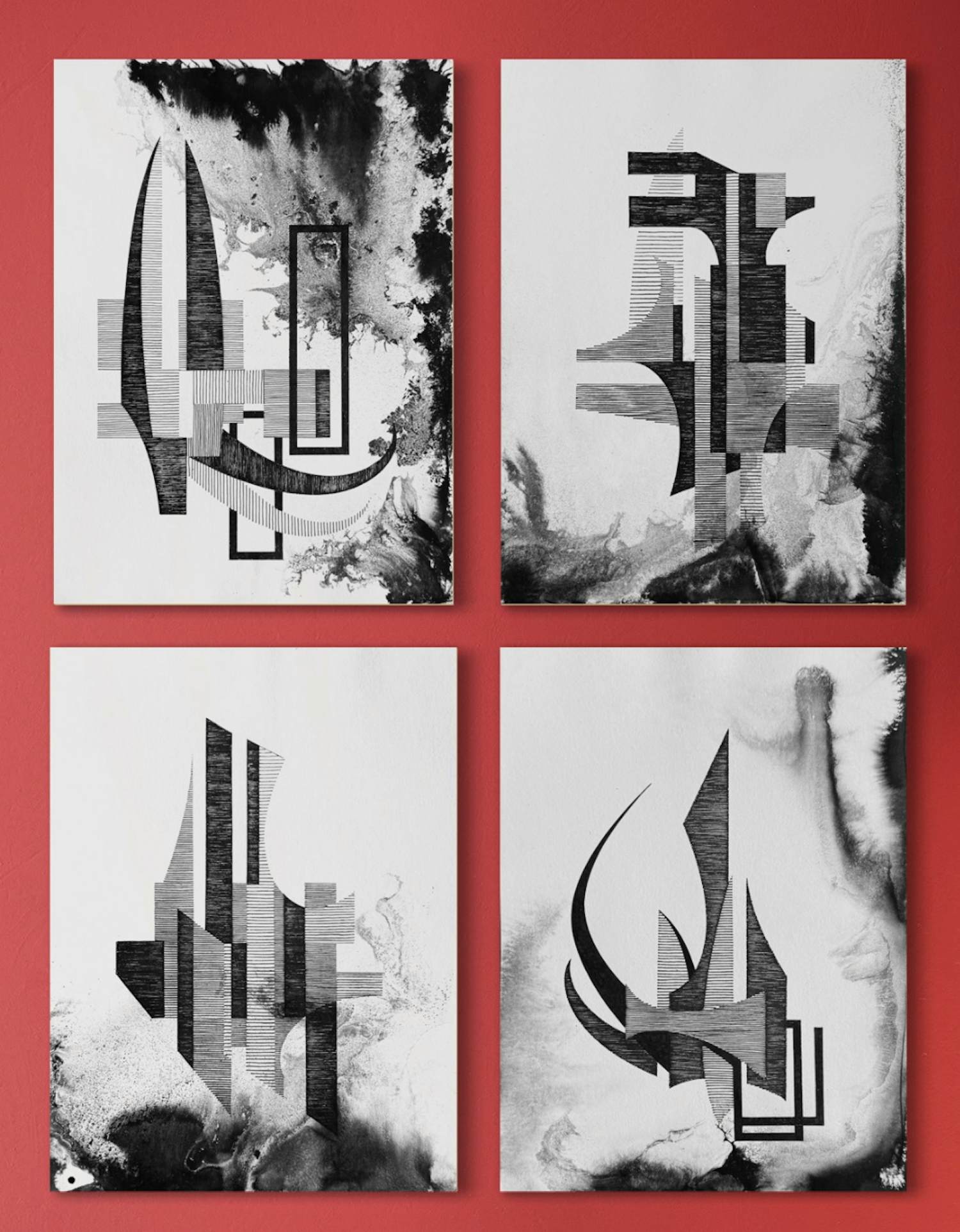 AcheterEugène Eechaut - 4 großartige abstrakte geometrische Kompositionen – Ausstellung in der Pfeiffer Gallery? Enchérissez de 60!