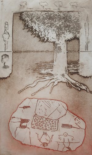 Jan Montyn - Geluksboom, aquatint ets kopen? Bied vanaf 95!