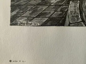 Jakop Slegt - Jakop Slegt - off-set print uit 1965 - Surrealistisch Futuristische Stad kopen? Bied vanaf 70!