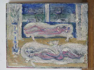 Armand Bouten - Twee naakte figuren in een interieur, uitkijkend op zee kopen? Bied vanaf 650!