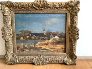 Johannes Cornelis Roelandse - Landschap dorp aan rivier verkocht voor € 50!