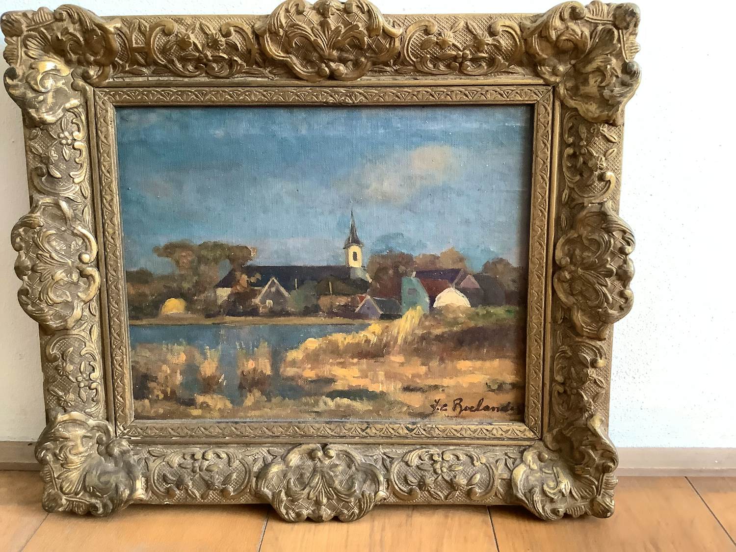 Buy Johannes Cornelis Roelandse - Landschap dorp aan rivier? Bid from 50!