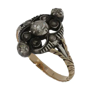 Antieke gouden zilveren victoriaanse roosdiamanten ring kopen? Bied vanaf 349!