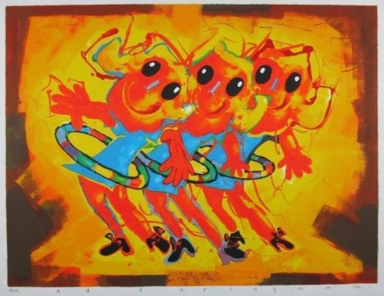 Ad Verstijnen - Kleurenzeefdruk HOELA HOEP Handgesigneerd verkocht voor € 145!