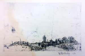 Fred Fritschij - Polderlandschap - Wetzijderveld Zaandam - ets verkocht voor € 50!