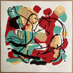 Barbara Quandt - Rabbin Foot and Toby Time - Sehr großer signierter und limitierter Farbsiebdruck kopen? Bied vanaf 190!