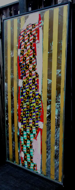 Willem van Scheijndel - Ingelijste acrylverf op doek: Knipoog naar klimt 2 -1993(groot werk!) kopen? Bied vanaf 1000!