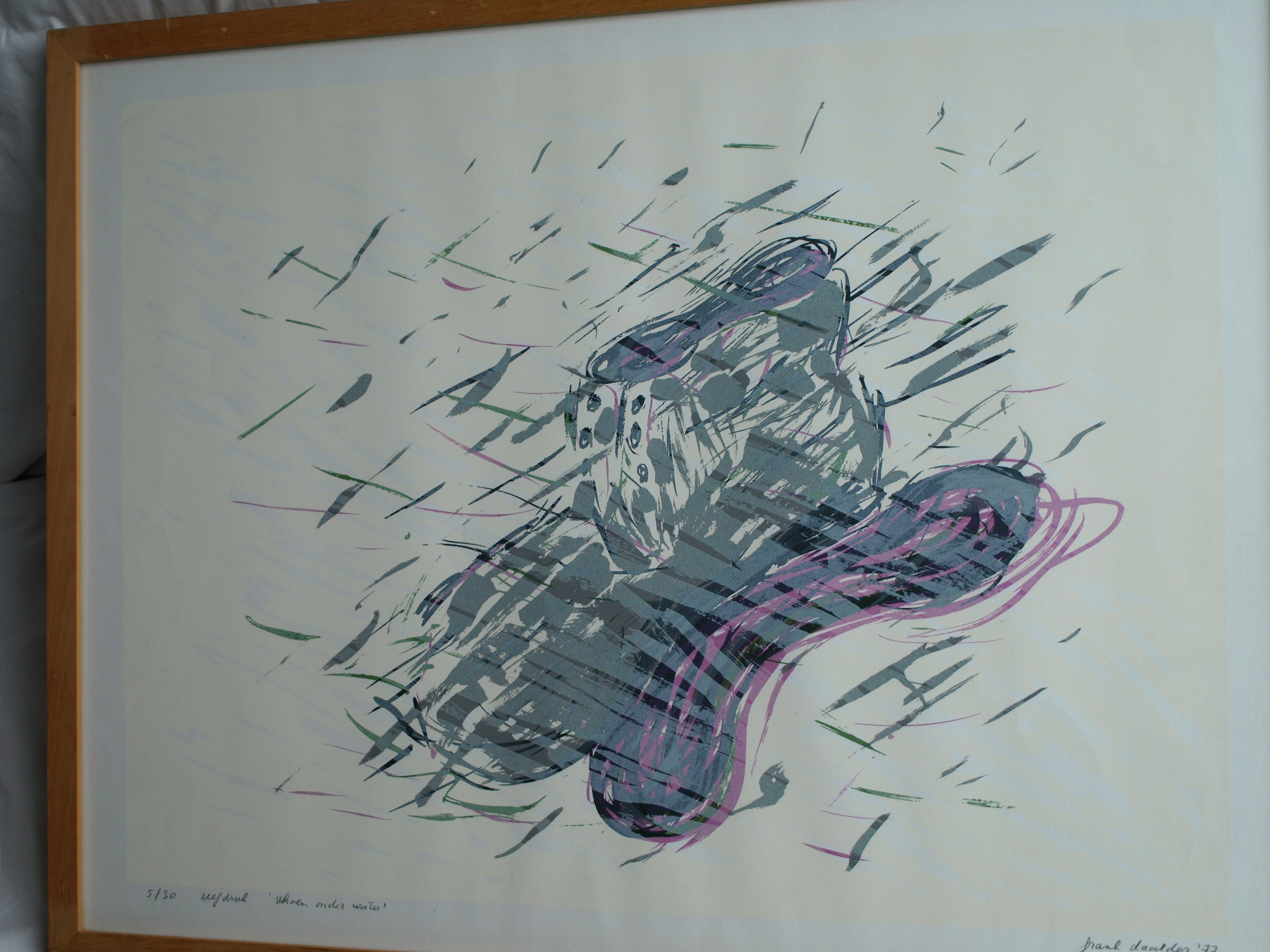 Frank Daalder - Zeefdruk , Schoen onder water – gesigneerd & ingelijst - 1977  kopen? Bied vanaf 1!