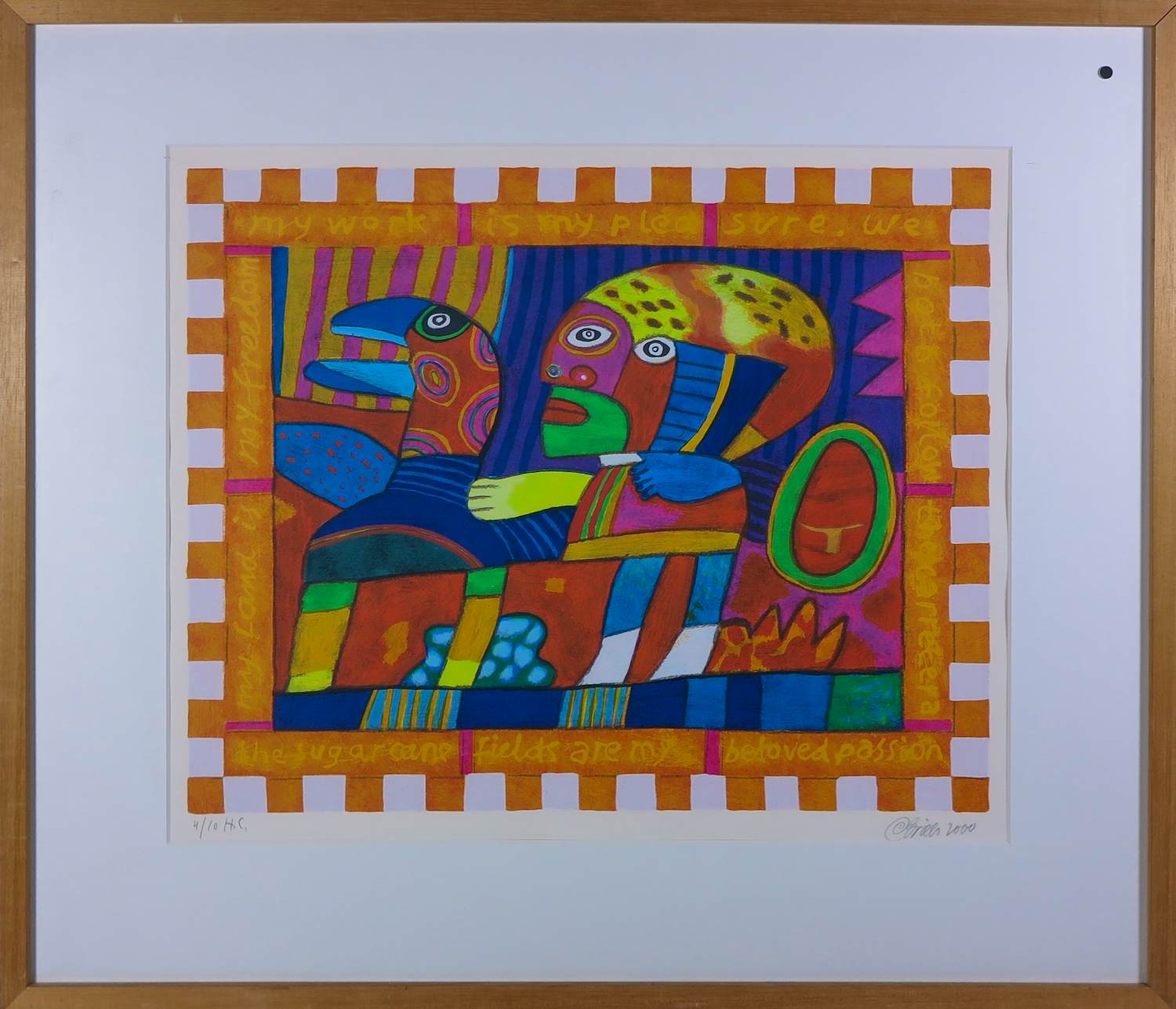 Clemens Briels - Zeefdruk, My work is my - Ingelijst verkocht voor € 100!